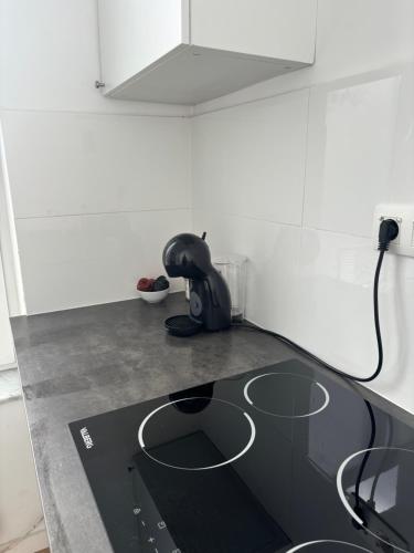 a kitchen with a counter top with a stove at Studio Issa in Brussels
