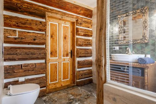 a bathroom with a toilet and a sink at Orzechowa Ostoja noclegi Energylandia in Bachowice