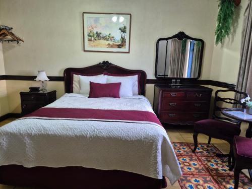 a bedroom with a large bed and a television at Hotel Santo Tomas / Historical Property in San José