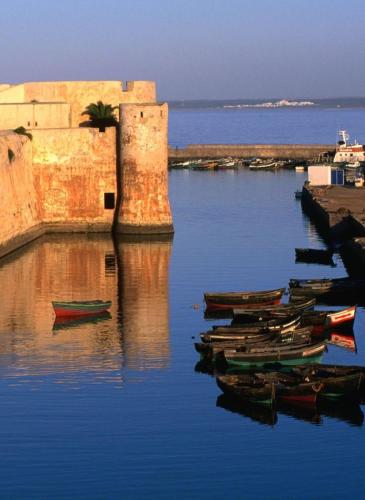 a group of boats in a body of water at Art riad au bord de la mer 1 in El Jadida