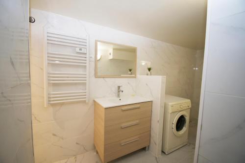 Un baño con lavabo y lavadora. en L'Escale Standing Presta, en La Valette-du-Var
