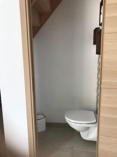 a bathroom with a white toilet in a room at L'Impasse Maison avec Jardin in Isbergues