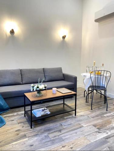 un salon avec un canapé et une table dans l'établissement T2 Hypercenter Lyon, à Lyon