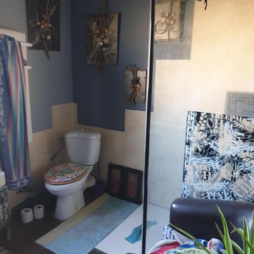 ヴォンダルグにあるPied a terre plein de verdureのトイレとシャワー付きのバスルーム