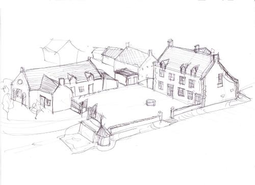 une illustration d'une maison avec dessin dans l'établissement Les Gardes de la Guérande, à Saint-Denoual