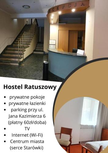 a view of a staircase in a building at Hostel Ratuszowy in Bydgoszcz