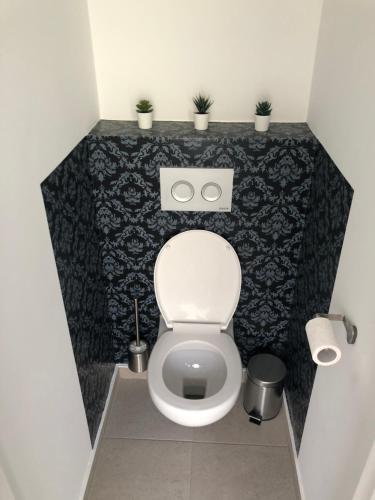 マルメディにあるTerrasses de Malmedy Duplex LEANA LODGE 441のバスルーム(植物が壁に付いたトイレ付)