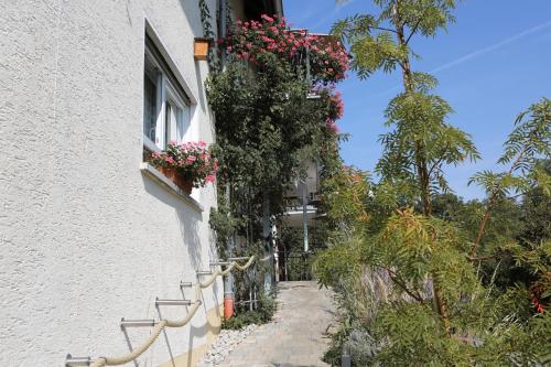a house with flowers on the side of it at Ferienwohnungen Porisch in Egloffstein