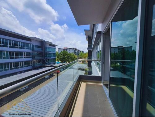 a view from the balcony of a building at Royal Homestay Palm Garden in Lahad Datu