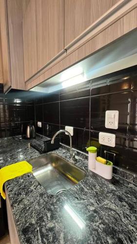 eine Küche mit Spüle und Arbeitsplatte in der Unterkunft El Descanso II in Barrio Rivadavia