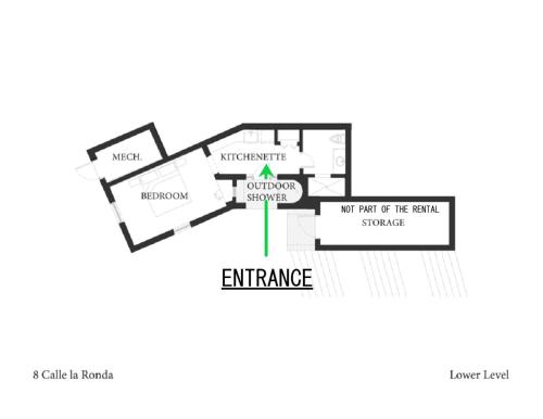 a floor plan of the entrance to an apartment at Las Catalinas - Studio Cazenovia centrally located, short walk to beach in Playa Danta