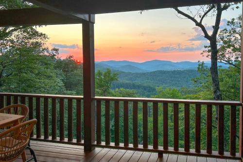 a porch with a view of the mountains at Mtn-View Blue Ridge Cabin on Over 2 Acres! in Sparta