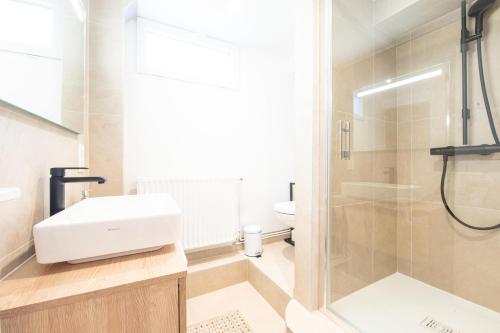 a bathroom with a sink and a shower at Le haut perché in Colmar