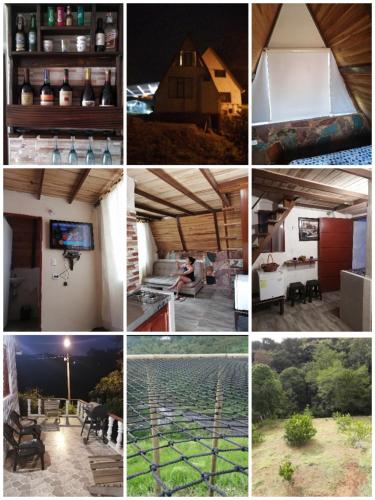 a collage of photos with a house and a room at Glamping Alpino La Lomita in Barichara