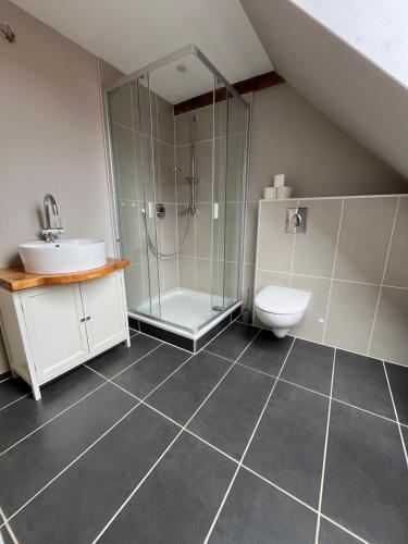 Koupelna v ubytování Ferienhaus in Buller&Bü