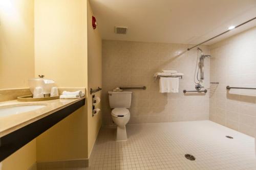 a bathroom with a toilet and a sink and a shower at Holiday Inn Laval Montreal by IHG in Laval