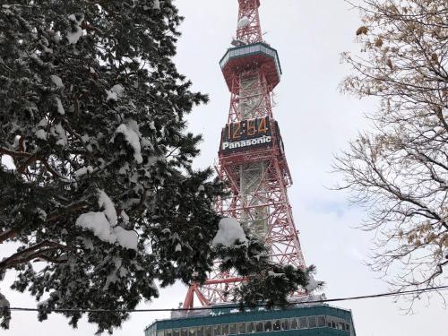 a view of the eiffel tower in the snow at Hotel Pearl City Sapporo in Sapporo