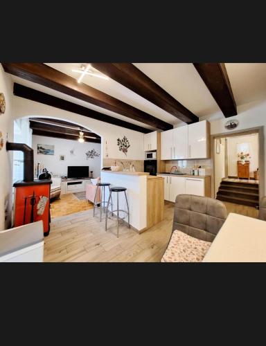 a kitchen and living room with a couch and a table at Apartment EMMA in Povile