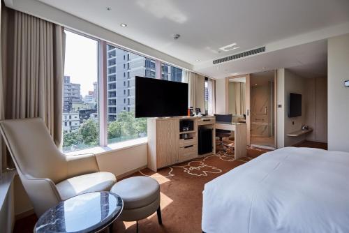 TV a/nebo společenská místnost v ubytování K Hotel Taipei II