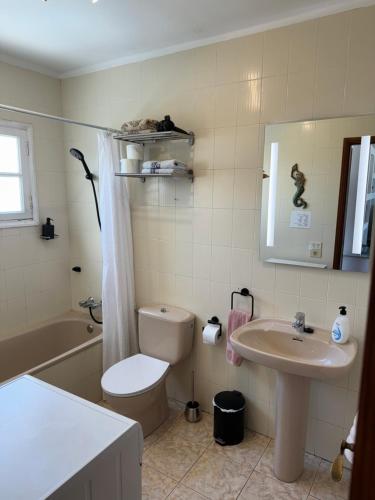 a bathroom with a toilet and a sink at Azul 41 - Puerto Del Carmen Harbor with Oceanview, pet friendly, Pool in Tías