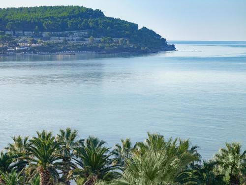 a view of a body of water with palm trees at Sani Club in Sani Beach