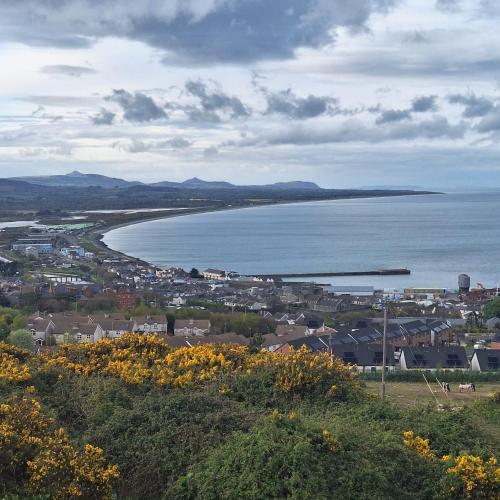 a view of a town and a body of water at Independent Studio Apartment in Wicklow