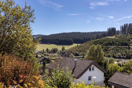 a house with a view of a mountain at Ferienwohnung Regina in Furtwangen