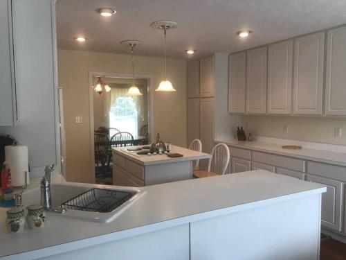 a kitchen with a sink and a counter top at Three Springs Plus in Lovingston