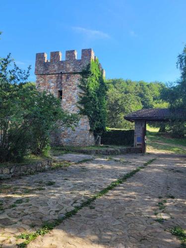 an old brick building with a stone driveway at Чемерникъ in Gabrovnitsa