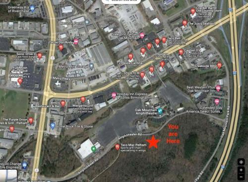 a map of the intersection of a freeway at Brand new Apt Oak Mt St Park Lots of Amenities in Pelham
