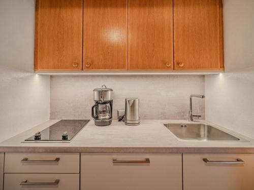 a kitchen with a sink and a counter top at Jaklitsch XL in Alpendorf