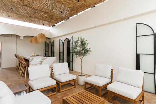 Posezení v ubytování Lujosa Casa con Piscina en el Corazón de Oaxaca