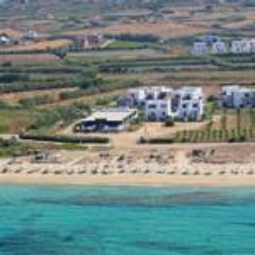 an aerial view of a resort on the beach at Aronis Plaka Naxos in Plaka
