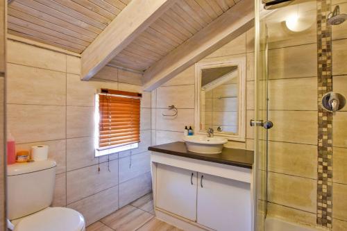 a bathroom with a toilet and a sink at Anandi Guesthouse Swakopmund in Swakopmund