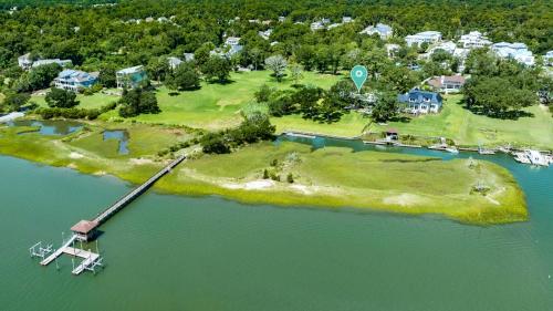 an aerial view of an island in the water at Masons View by Sea Scape Properties in Wrightsville Beach