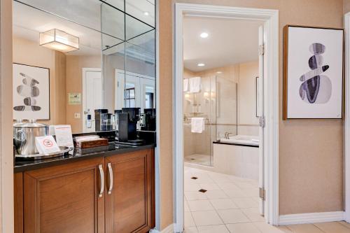 a bathroom with a sink and a counter top at Amethyst Suite II Balcony STRIP VIEW MGM Signature in Las Vegas
