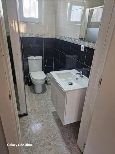アリカンテにあるCasa Rural Natur Libreの白い洗面台とトイレのあるバスルーム