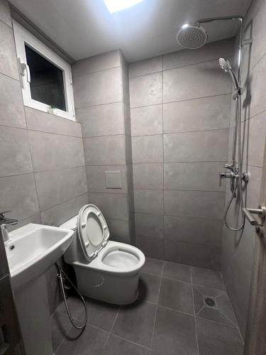 a bathroom with a toilet and a sink at Lilys By Dhalhey's in Hulhumale
