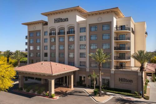 a hotel building with a gazebo in front of it at Hilton Phoenix Chandler in Chandler