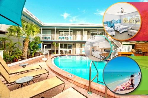 a collage of photos of a resort with a swimming pool at Boutique Beach Retreat in St Pete Beach