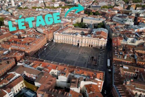 une vue aérienne sur la ville de leipzig dans l'établissement L'Étage, hypercentre Toulousain, Climatisé, à Toulouse