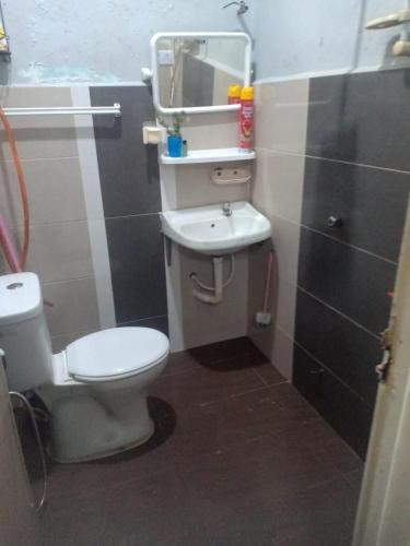 a small bathroom with a toilet and a sink at Reisya Homestay in Kepala Batas