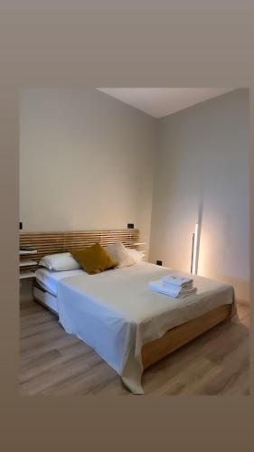 a bedroom with a large bed in a white room at Cataleya comfort room in Aiello del Sabato