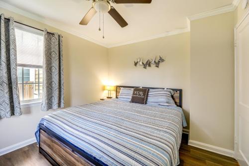 a bedroom with a bed and a ceiling fan at Updated New Bern Home Less Than 3 Mi to Historic Dtwn! in New Bern