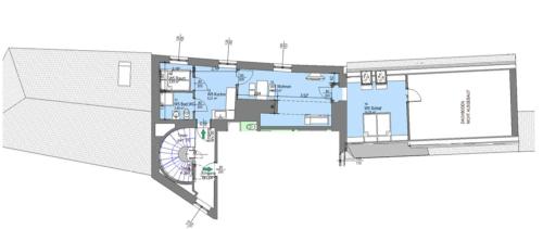 a floor plan of a house at Villa Krems Wachau Apartments an der historischen Stadtmauer in Krems an der Donau
