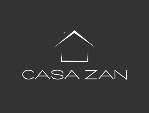a house logo with the words casza zaan at CASA ZAN arte & outdoor verso la Valle d'Aosta in Baio Dora