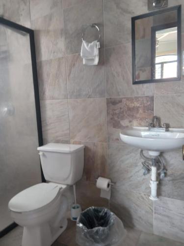 a bathroom with a toilet and a sink at Casona in San José del Cabo