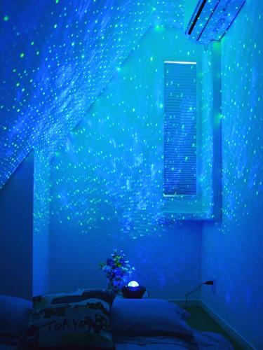 a bedroom with a blue room with stars on the wall at SKYE HOMEⅡ本羽田 in Tokyo
