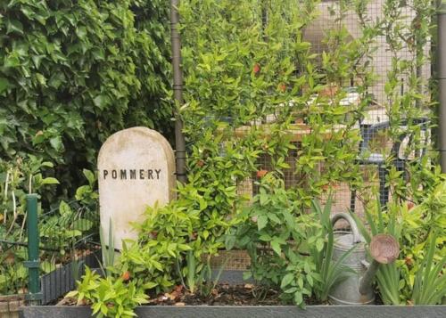 a garden with a sign that says feminism at Valérinna in Avize