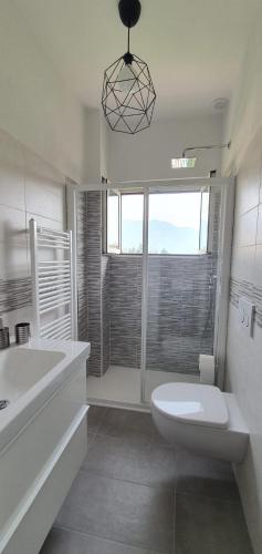 a bathroom with a toilet and a sink and a shower at Lago fuori in Clusane sul Lago